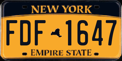 NY license plate FDF1647