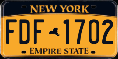 NY license plate FDF1702