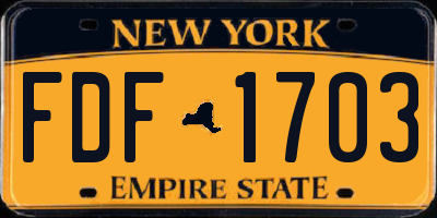 NY license plate FDF1703