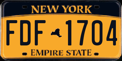 NY license plate FDF1704