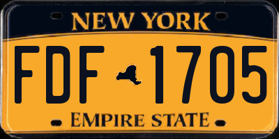 NY license plate FDF1705