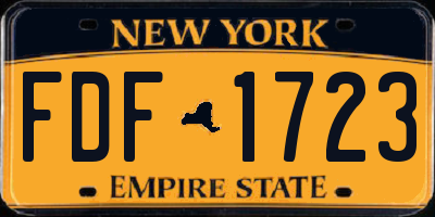NY license plate FDF1723