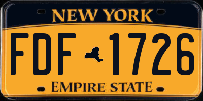 NY license plate FDF1726