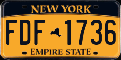NY license plate FDF1736
