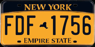 NY license plate FDF1756