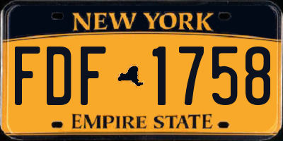 NY license plate FDF1758