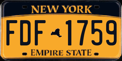 NY license plate FDF1759
