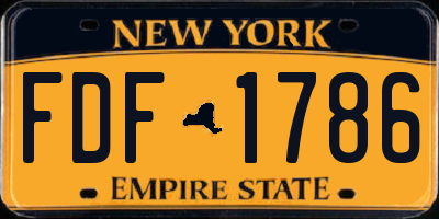 NY license plate FDF1786