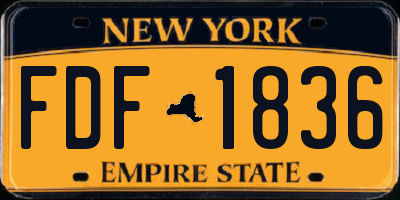 NY license plate FDF1836