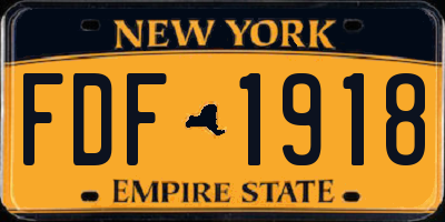NY license plate FDF1918
