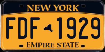 NY license plate FDF1929