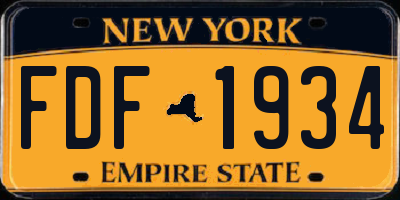 NY license plate FDF1934