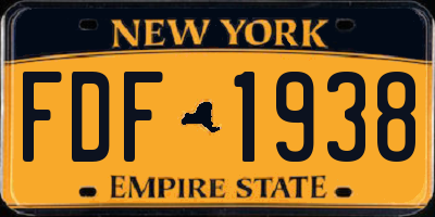 NY license plate FDF1938