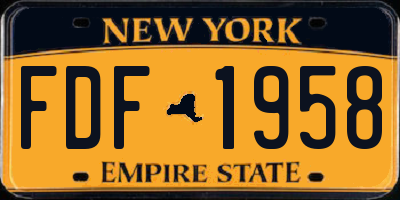 NY license plate FDF1958