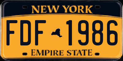 NY license plate FDF1986
