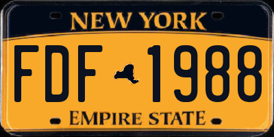 NY license plate FDF1988