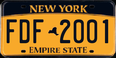 NY license plate FDF2001