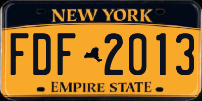 NY license plate FDF2013