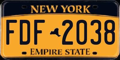 NY license plate FDF2038