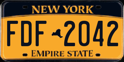 NY license plate FDF2042