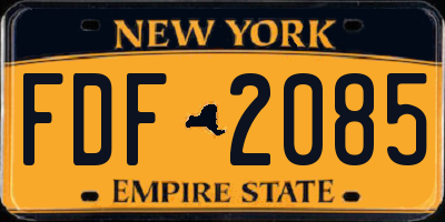 NY license plate FDF2085