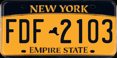 NY license plate FDF2103