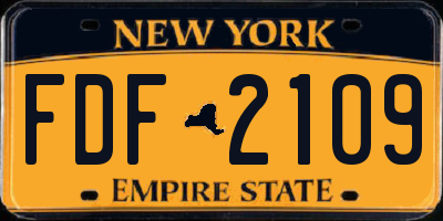 NY license plate FDF2109