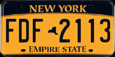 NY license plate FDF2113