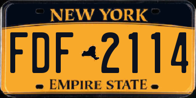 NY license plate FDF2114
