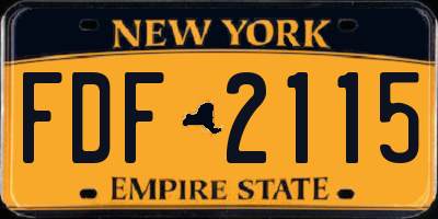 NY license plate FDF2115