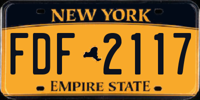 NY license plate FDF2117