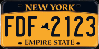 NY license plate FDF2123