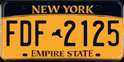 NY license plate FDF2125