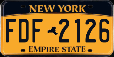 NY license plate FDF2126