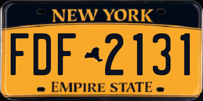 NY license plate FDF2131