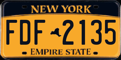 NY license plate FDF2135