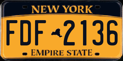 NY license plate FDF2136