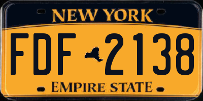 NY license plate FDF2138