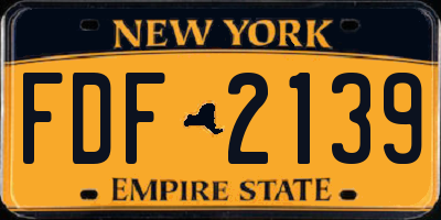 NY license plate FDF2139