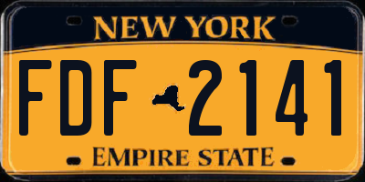 NY license plate FDF2141