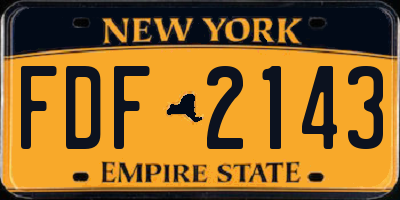 NY license plate FDF2143