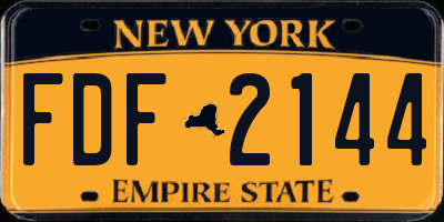 NY license plate FDF2144