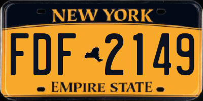 NY license plate FDF2149