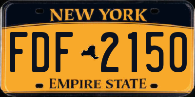 NY license plate FDF2150
