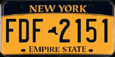 NY license plate FDF2151