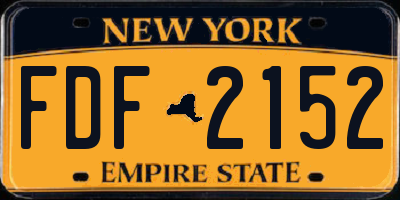 NY license plate FDF2152