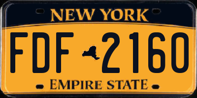 NY license plate FDF2160