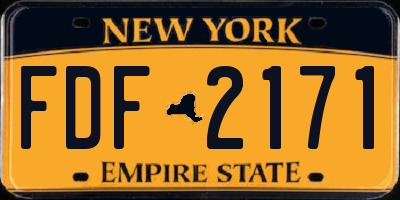 NY license plate FDF2171