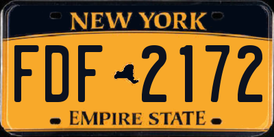NY license plate FDF2172