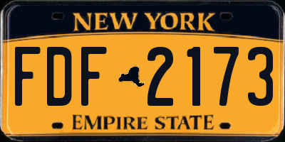 NY license plate FDF2173